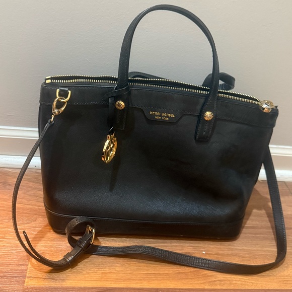 Henry Bendel Handbags - Henri Bendel Black Satchel with Gold Details